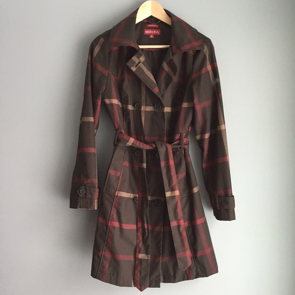 Merona Plaid Water Resistant Trench Coat