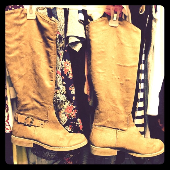 Brown suede boots