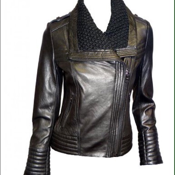 Michael kors leather jacket motorcycle style