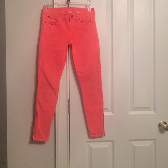 Coral skinny jeans