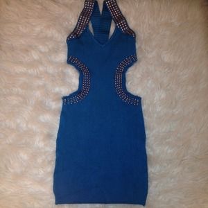 Blue Cutout bebe Dress