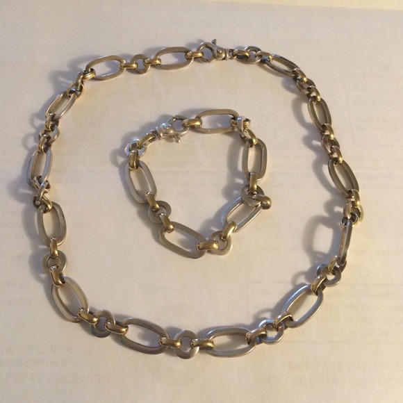 14k Gold and Sterling Silver Necklace and Bracelet