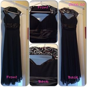 Black floor length dress w/ silver embellishments