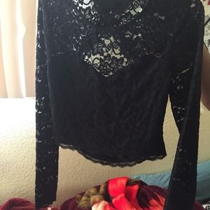 Lace, long sleeve crop top