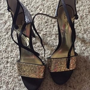 Lulu Townsend heels diver and gold glitter size 8