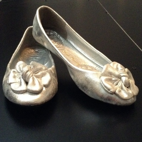 Silver Ballet Flats