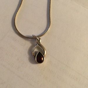 Sterling Silver Chain with a Garnet Stone