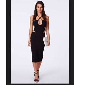 MIRAGE CROSS BACK STRAPPY CUT OUT MIDI DRESS