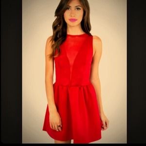 Red Skater Dress w/ Mesh MAKE OFFER OR BUNDLE! 😁