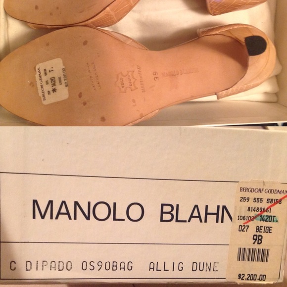 Manolo BLAHNIK Beige Alligator Shoes 39 - Picture 4 of 4