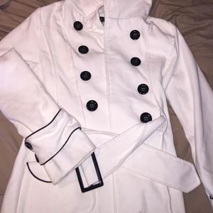 White and black pea coat