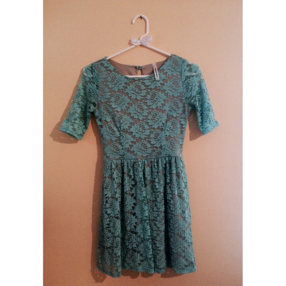 Peppermint Stick Mint Lace Dress