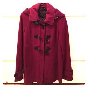 Steve Madden magenta duffle coat with hood