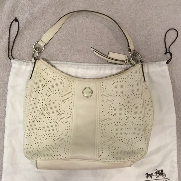 Authentic White leather Coach purse