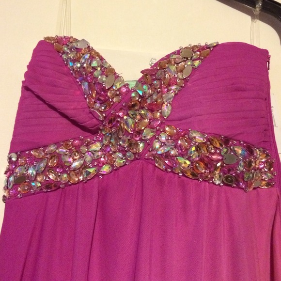 Fuchsia and peach prom dress - Picture 2 of 4
