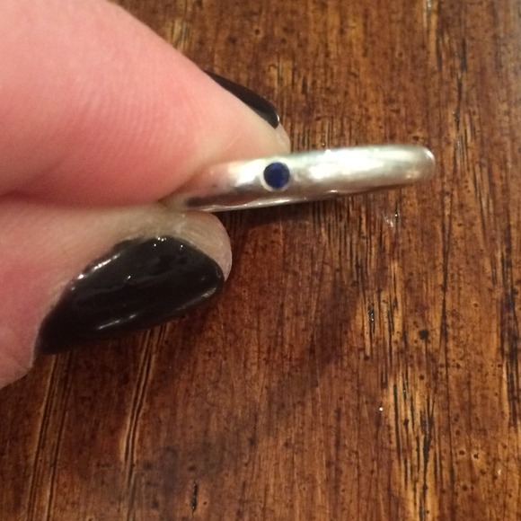 TIFFANY Elsa Peretti silver w/sapphire ring sz 6.5