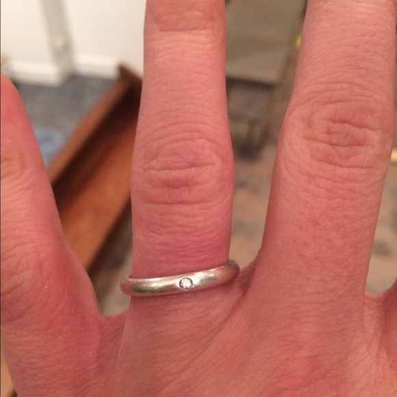 TIFFANY Elsa Peretti silver w/diamond sz 6.25