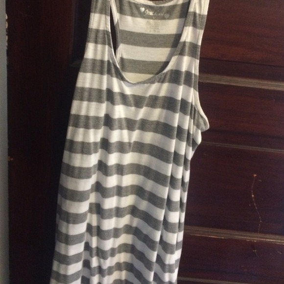 Gray and white maxi dress