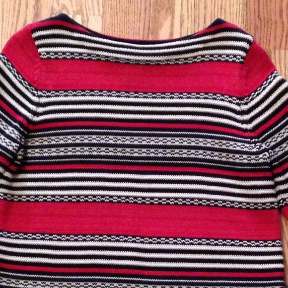 Ralph Lauren Red Striped Boatneck Sweater - Picture 3 of 4