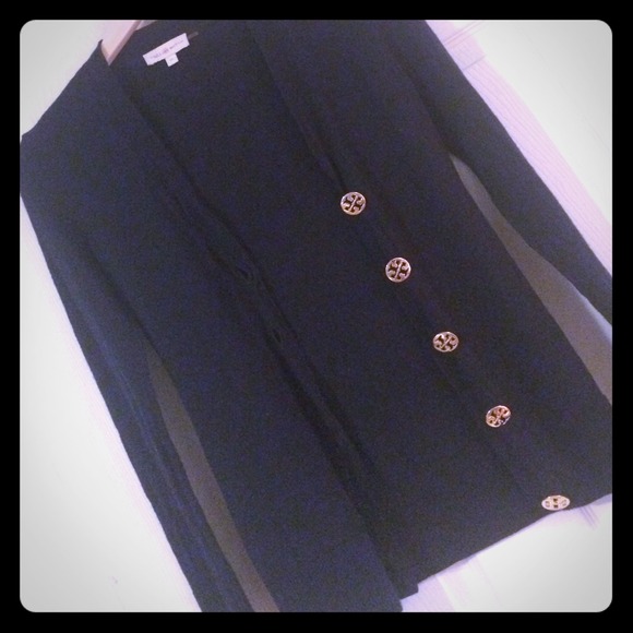 Tory Burch Long Sleeve Black Cardigan