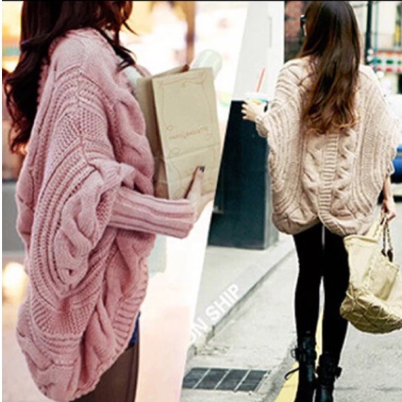 Pink loose batwing cardigan - Picture 3 of 5