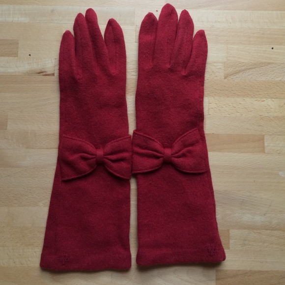 Ralph Lauren long red wool cashmere gloves