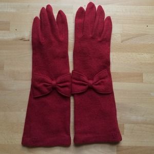 Ralph Lauren long red wool cashmere gloves