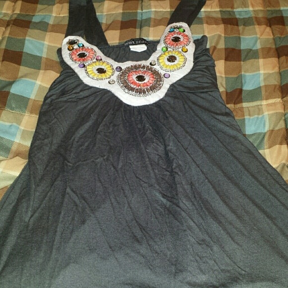 Wet Seat gray tank top with beading