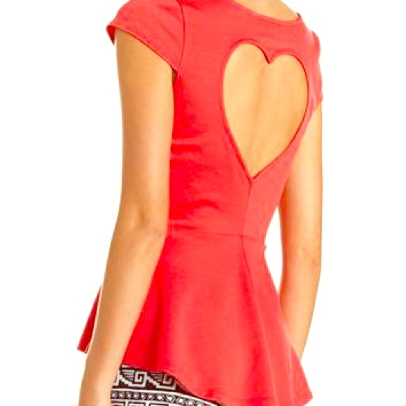 Heart Cutout Red Peplum Top - Valentine's Day!