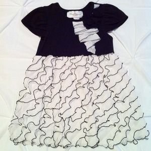 Girls 5 Rare Editions black/white chiffon dress