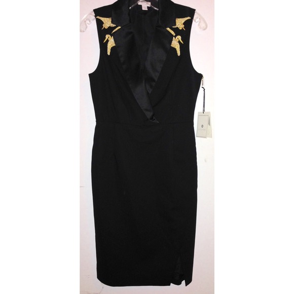 Altuzarra black dress with gold cranes