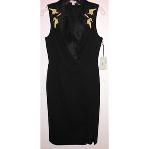 Altuzarra black dress with gold cranes