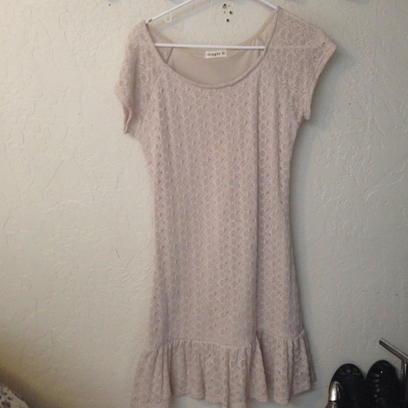 Nude lace dress with ruffles bottom