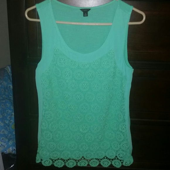 Ann Taylor mint shirt with lace overlay