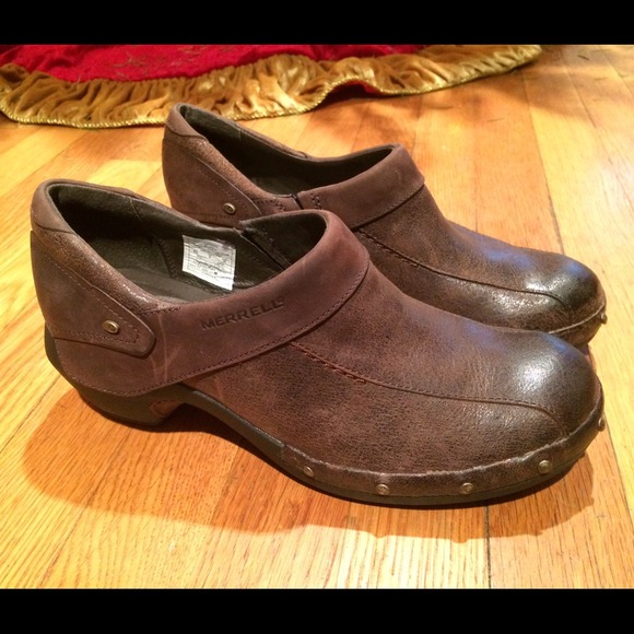 Merrell Luxe Brown Heeled Mules - Picture 2 of 4