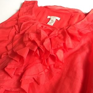 J Crew Coral Ruffle Bib Tank Top