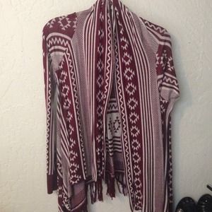 Red/white patterned cardigan