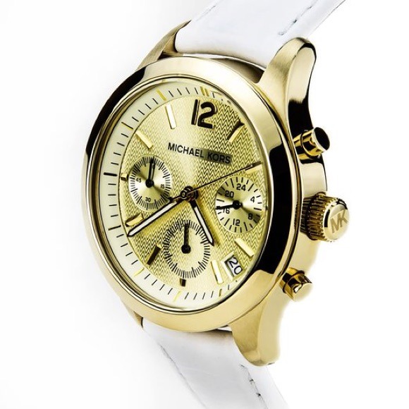 Michael Kors White Leather and Gold Watch - Picture 2 of 4