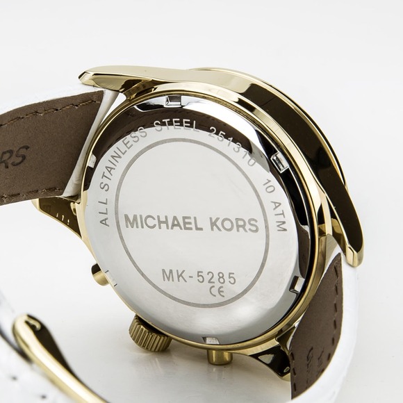 Michael Kors White Leather and Gold Watch - Picture 3 of 4