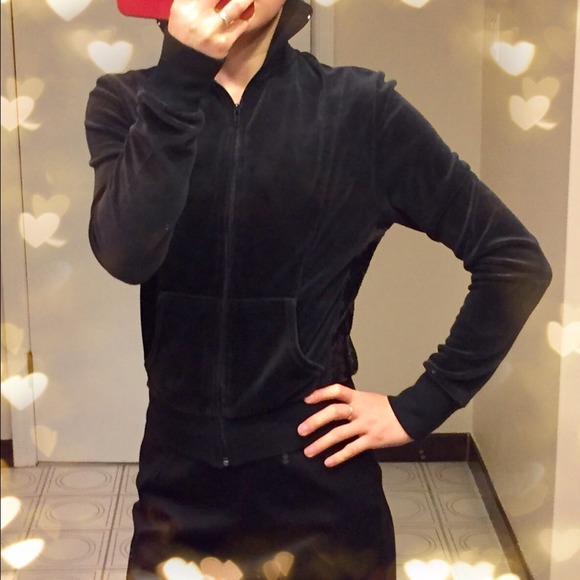 Black velvet sequin zip-up jacket