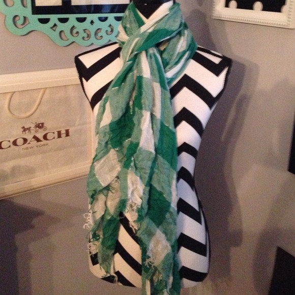 Green white plaid American Eagle scarf