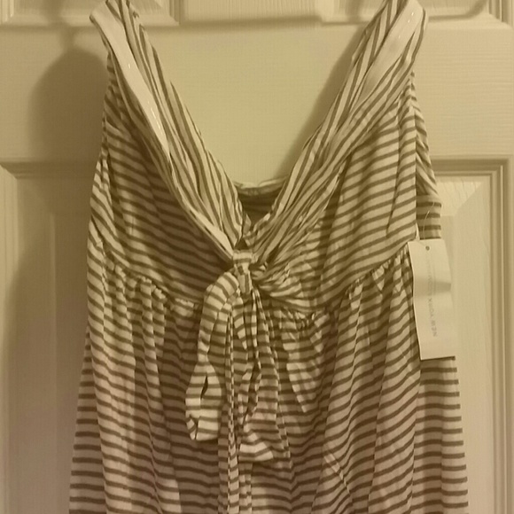 NWT long brown & white strapless dress