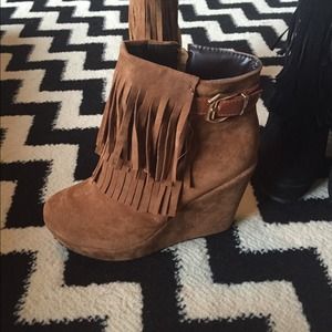 Shoes - Cognac Fringe bootie 8.5 never worn Shoes - Cognac Fringe bootie 8.5 never worn