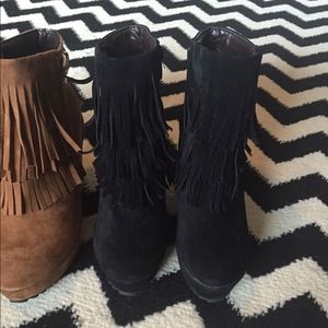 Shoes - Black Brand new never worn fringe bootie 8.5 Shoes - Black Brand new never worn fringe bootie 8.5