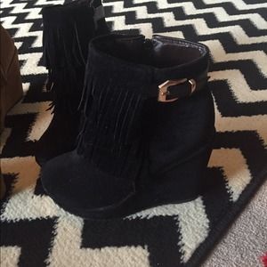 Shoes - Black Brand new never worn fringe bootie 8.5 Shoes - Black Brand new never worn fringe bootie 8.5