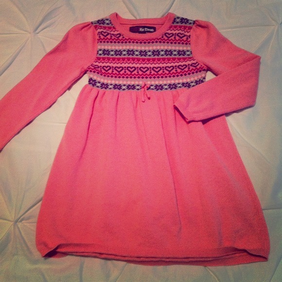 Girls 5 pink sweater dress