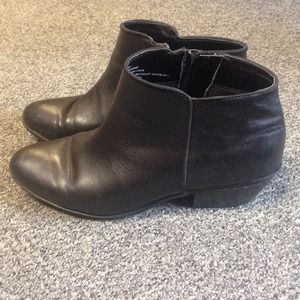Black leather short boots