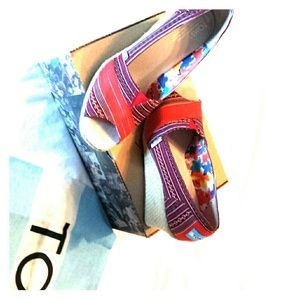 TOMS peep toe wedges