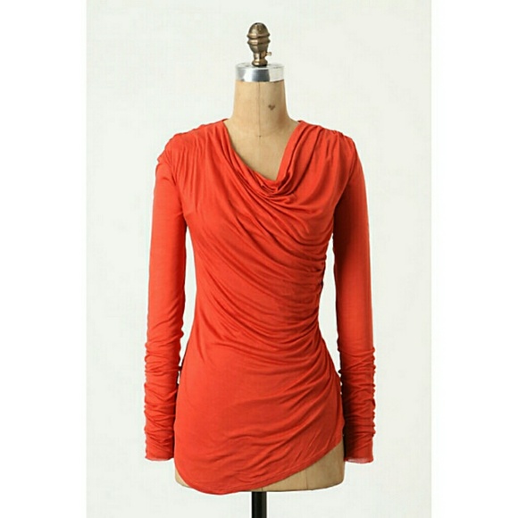 *Sold* Anthropologie Bordeaux Wrapped-Ruched Tee