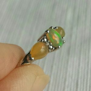 Ethiopian Welo Opal and Diamond Ring